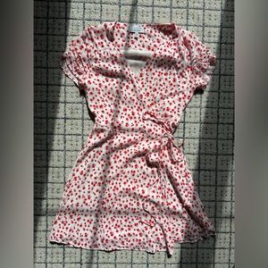 & Other Stories Red Ditsy Floral Wrap Dress